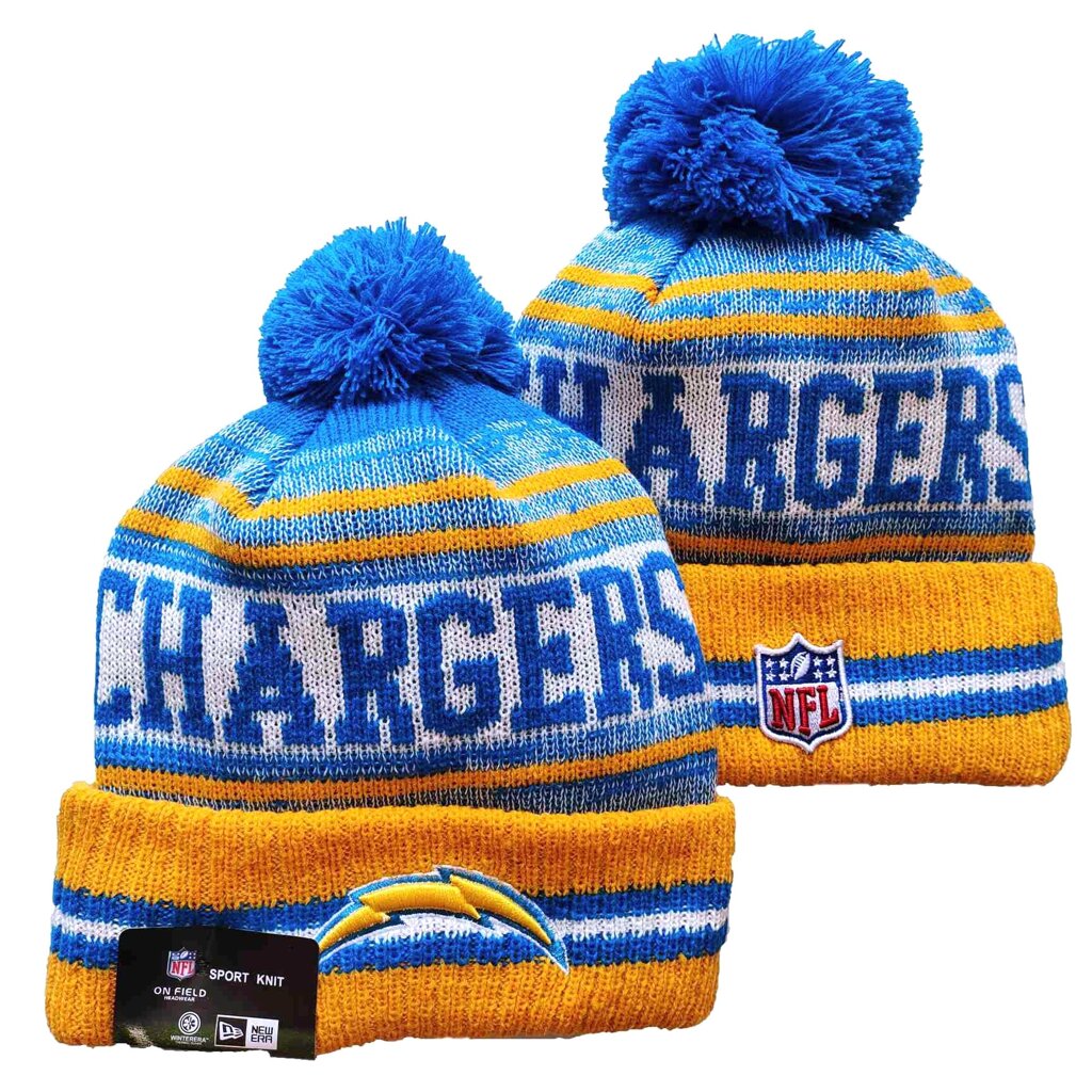 В'язані зимові шапки з логотипами NFL Los Angeles Chargers від компанії Basket Family - фото 1