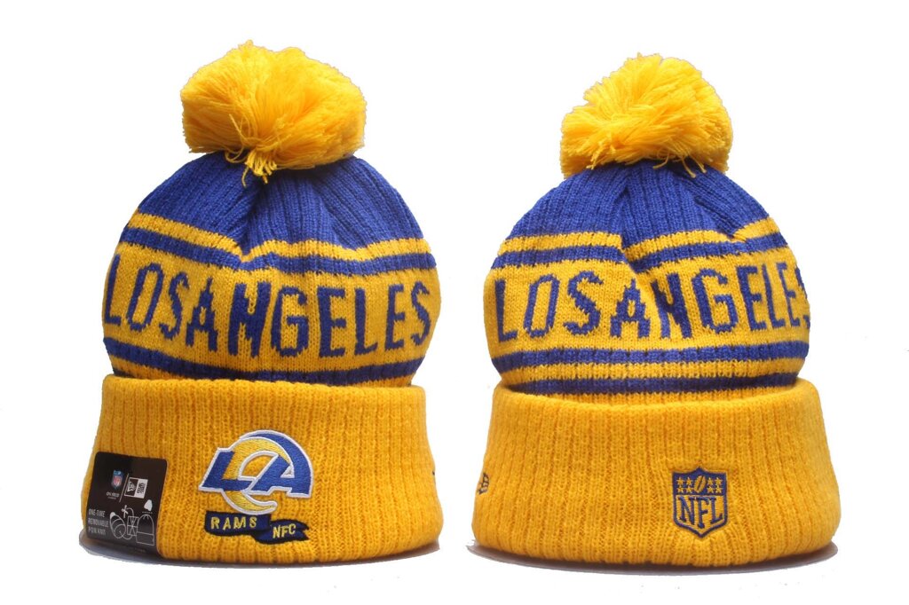 В'язані зимові шапки з логотипами NFL Los Angeles Rams від компанії Basket Family - фото 1