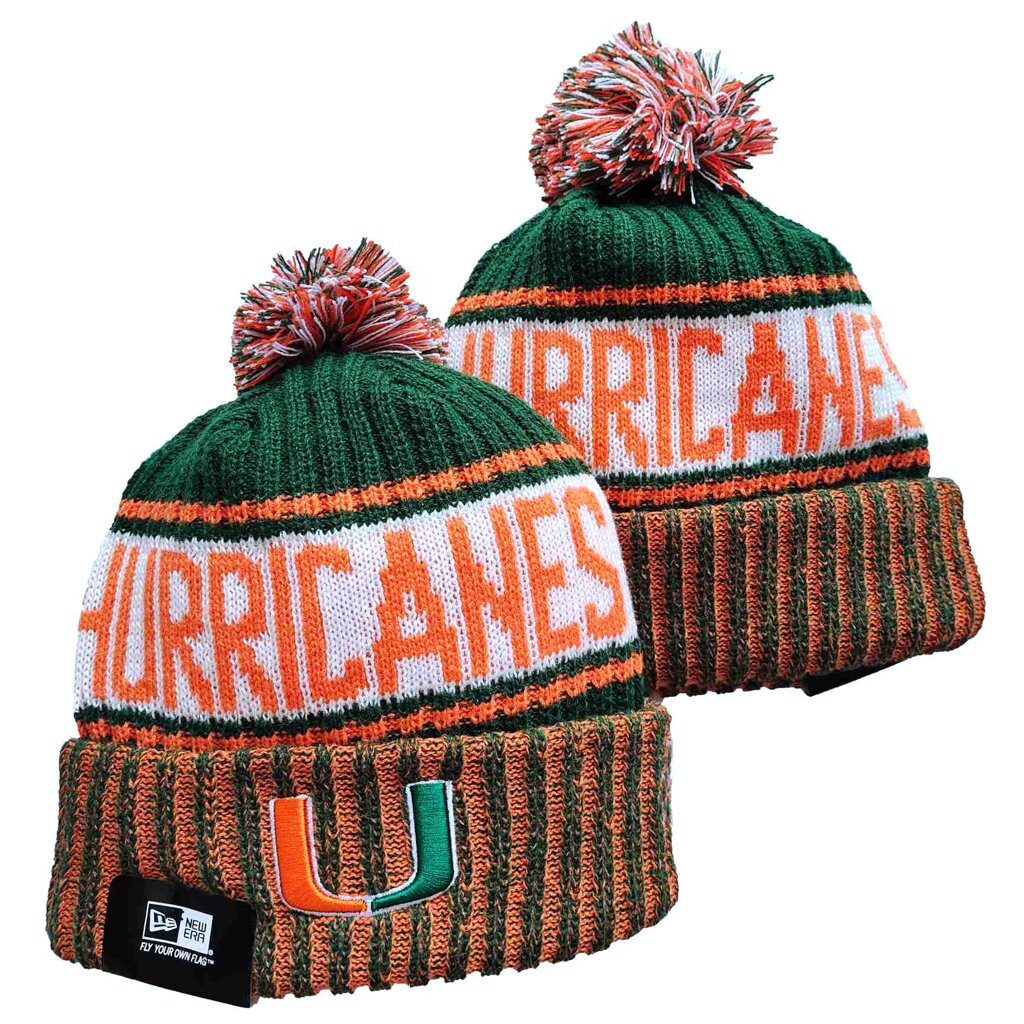 В'язані зимові шапки з логотипами NFL Miami Hurricanes від компанії Basket Family - фото 1