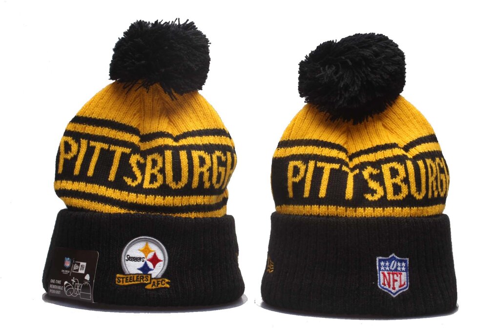 В'язані зимові шапки з логотипами NFL Pittsburgh Steelers від компанії Basket Family - фото 1