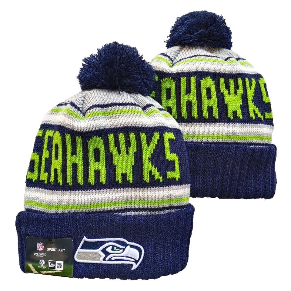 В'язані зимові шапки з логотипами NFL Seattle Seahawks від компанії Basket Family - фото 1