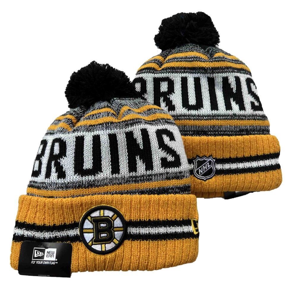 В'язані зимові шапки з логотипами NHL Boston Bruins від компанії Basket Family - фото 1