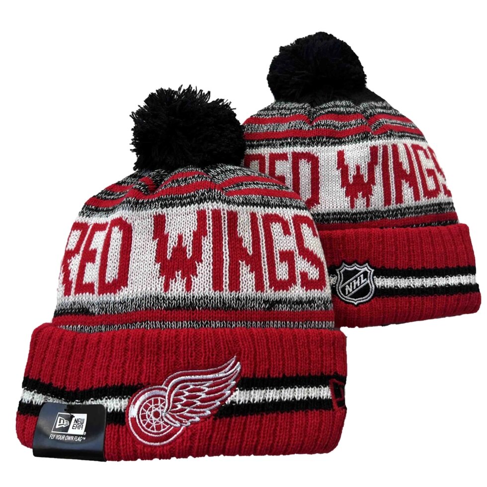 В'язані зимові шапки з логотипами NHL Detroit Red Wings від компанії Basket Family - фото 1