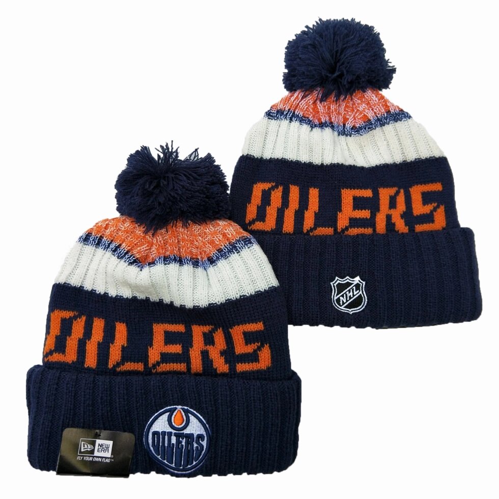 В'язані зимові шапки з логотипами NHL Edmonton Oilers від компанії Basket Family - фото 1
