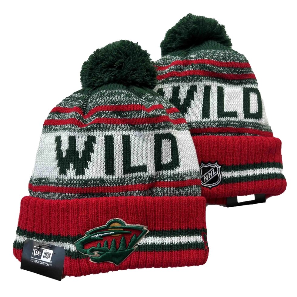 В'язані зимові шапки з логотипами NHL Minnesota Wild від компанії Basket Family - фото 1