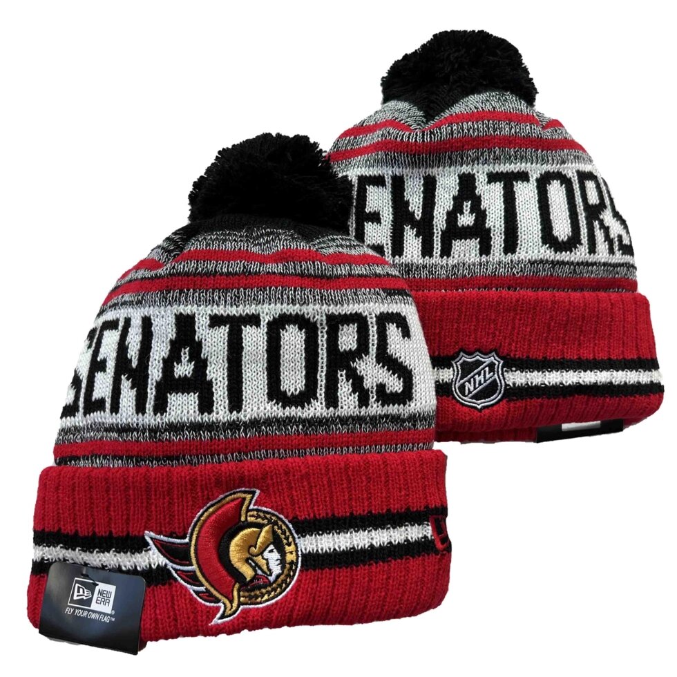В'язані зимові шапки з логотипами NHL Ottawa Senators від компанії Basket Family - фото 1