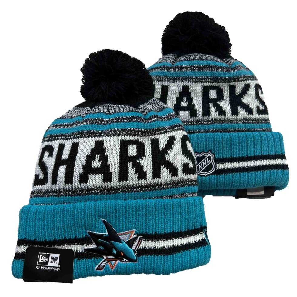 В'язані зимові шапки з логотипами NHL San Jose Sharks від компанії Basket Family - фото 1