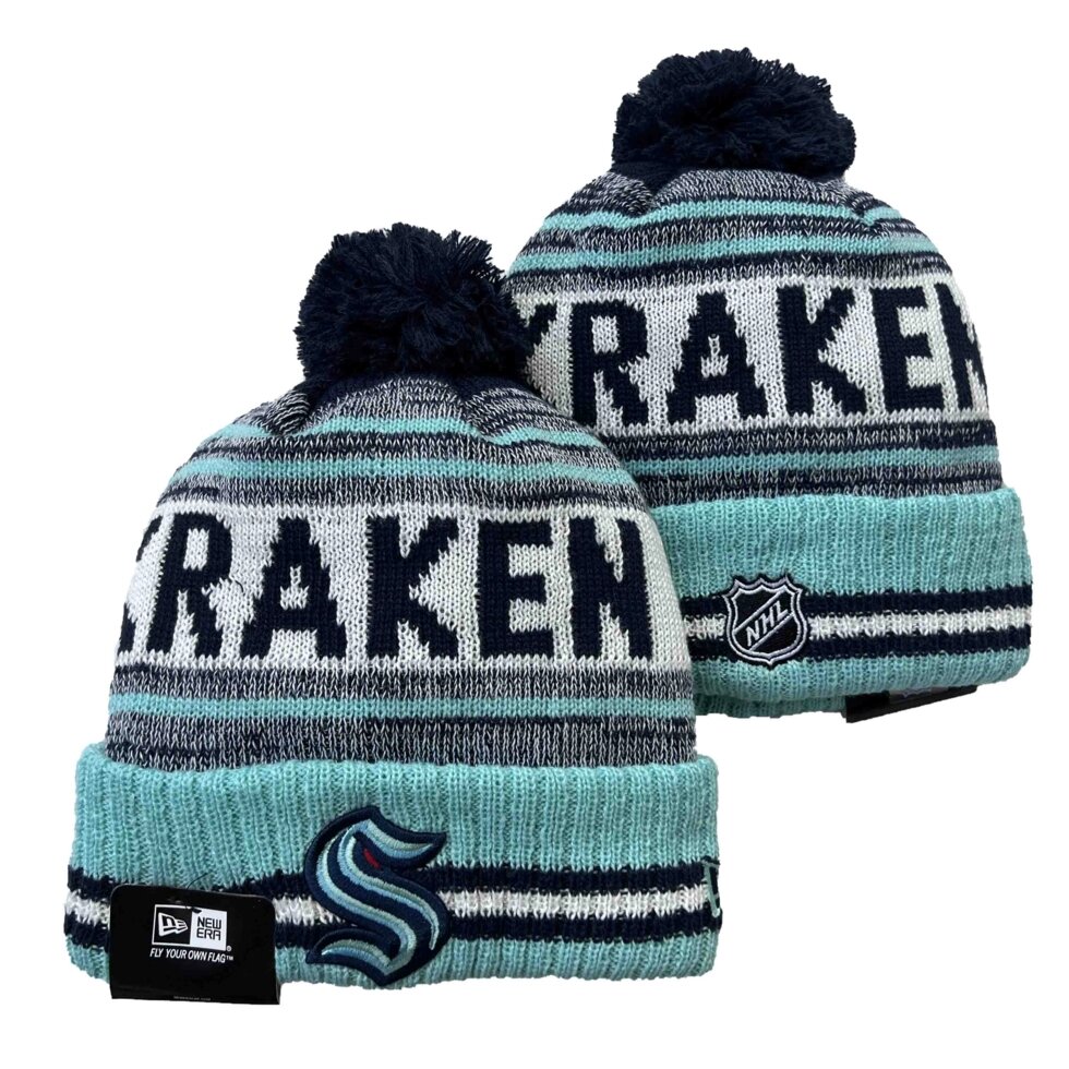 В'язані зимові шапки з логотипами NHL Seattle Kraken від компанії Basket Family - фото 1