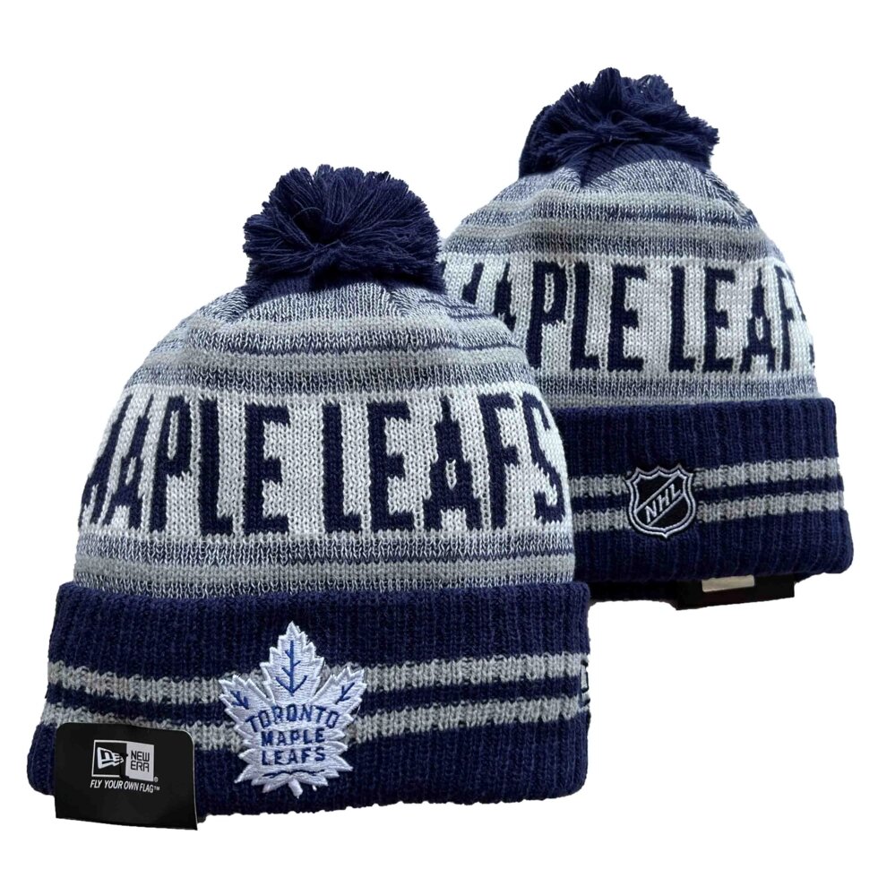 В'язані зимові шапки з логотипами NHL Toronto Maple Leafs від компанії Basket Family - фото 1