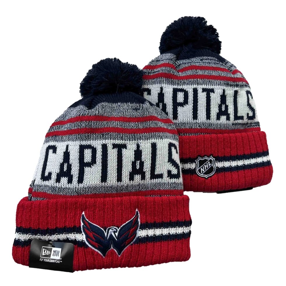 В'язані зимові шапки з логотипами NHL Washington Capitals від компанії Basket Family - фото 1