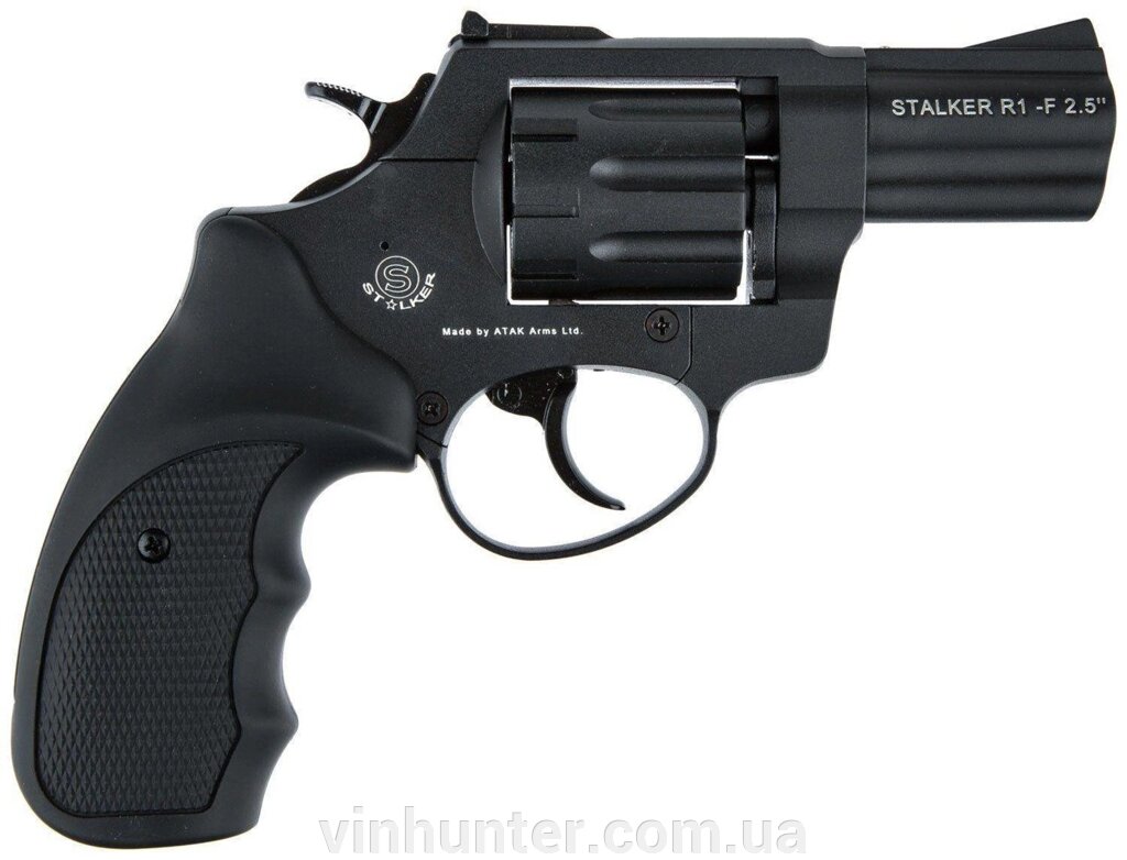 Револьвер для картриджа Flaubert Stalker 2.5 &quot;K. 4 мм чорна, чорна ручка - опис