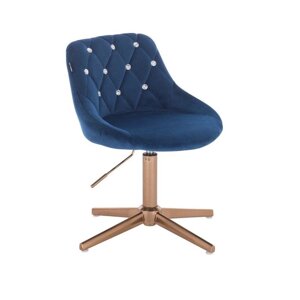 Перукарське крісло Hrove Form HR931C синій велюр золота основа