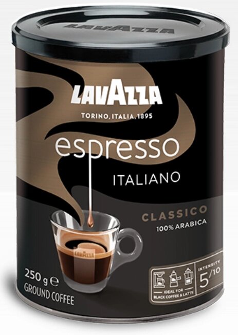 Кава Lavazza, Arabica Espresso, 250 г, Кава Лаваца, Арабіка Еспресо, мелена, залізна банка від компанії Стродо - фото 1