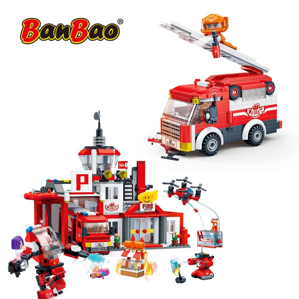 Конструктор "БанБао сіті" Команда пожежників (1081 елм.) (7130) (BanВao) від компанії Стродо - фото 1