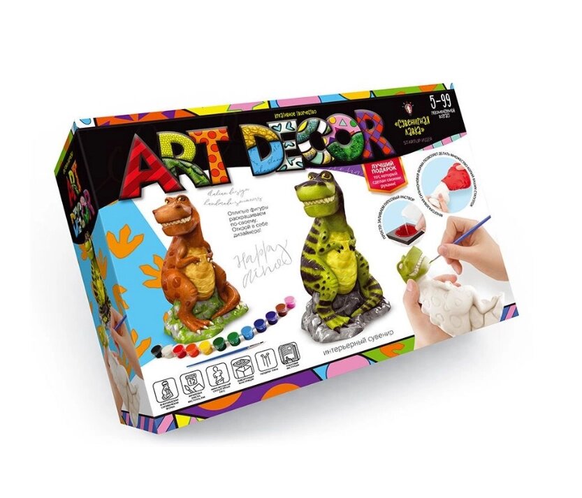 Набір креативної творчості ART DECOR Динозавр ARTD-01-04U (Danko Toys) від компанії Книгарня БУККАФЕ - фото 1