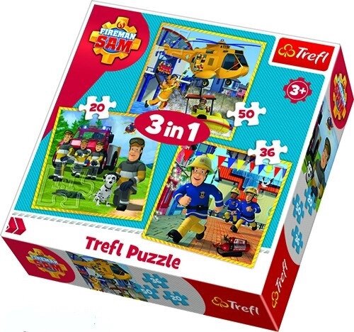 Пазли 3 в 1 Пожежник Сем у дії. Prism A&D Fireman Sam (20,36,50 ел.) 34844 (Trefl) від компанії Книгарня БУККАФЕ - фото 1