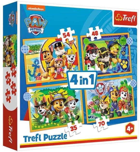 Пазли 4 в 1 Цуценячий патруль на відпочинку. Viacom PAW Patrol 34395 (Trefl) від компанії Книгарня БУККАФЕ - фото 1