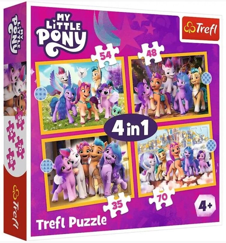 Пазли 4 в 1 Знайомтесь з маленькими Поні. Hasbro, My Little Pony  (35,48,54,70 ел.) 34624 (Trefl) від компанії Книгарня БУККАФЕ - фото 1