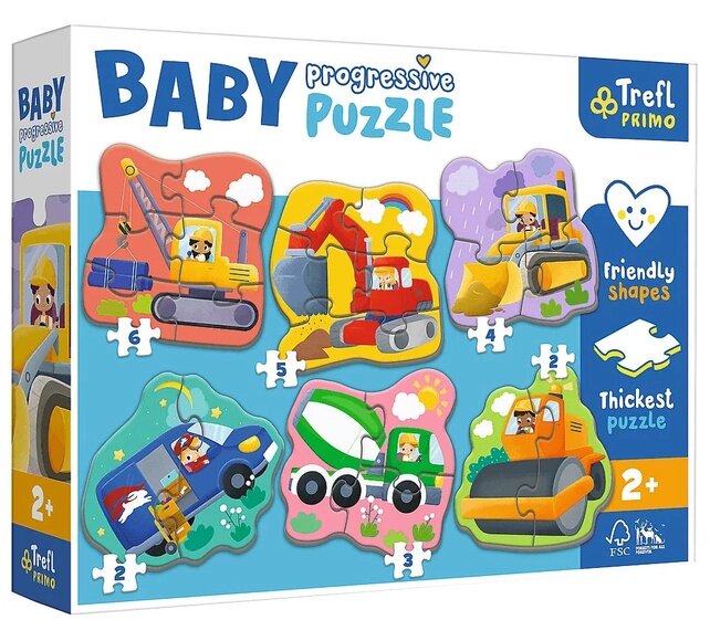 Пазли Baby Progressive Puzzle 6 в 1. Спеціальна техніка. Vehicles 44004 (Trefl) від компанії Книгарня БУККАФЕ - фото 1