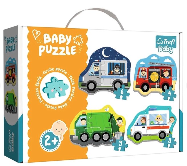 Пазли Baby Puzzle. Транспорт та професії. Vehicles and jobs (18 ел.) 36071 (Trefl) від компанії Книгарня БУККАФЕ - фото 1