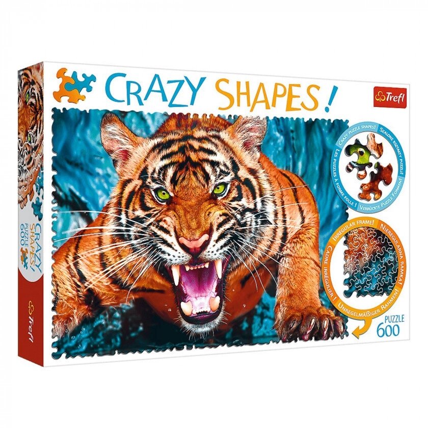 Пазли Crazy Shapes - Один на один з тигром (600 елм.) 11110 (Trefl) від компанії Книгарня БУККАФЕ - фото 1