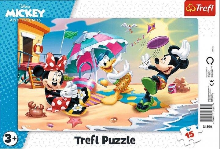 Пазли Пляжні ігри. Disney Міккі Маус (15 ел.) 31390 (Trefl) від компанії Книгарня БУККАФЕ - фото 1