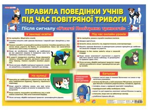 Плакат Правила поведінки учнів під час повітряної тривоги (Укр) (Ранок)