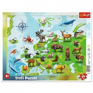Пазли Рамкові - Карта Європи з тваринами (25 ел.) 31341 (Trefl)