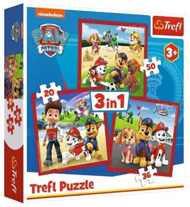 Пазли 3 в 1 Розважаємося разом. Весела команда. Щенячий патруль. PAW Patrol (20,36,50 ел.) 34867 (Trefl)
