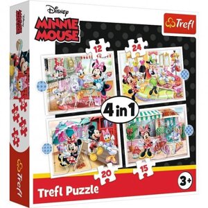 Пазли 4 в 1 Мишка Мінні з друзями. Disney Minnie (12,15,20,24 ел.) 34355 (Trefl)