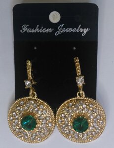 Масивні сережки з каменями (зелені) (Fashion jewelry)