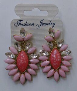 Масивні сережки-пусети в рожевих тонах (Fashion jewelry)