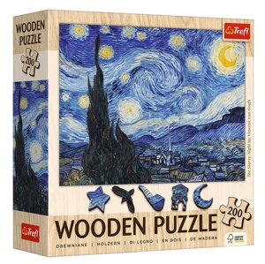 Пазли Wooden Puzzle. Зоряна ніч. Вінсент ван Гог. The Starry Night. Vincent van Gogh (200 ел.) 20248 (Trefl)