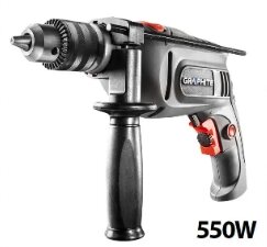 Дрель ударний 550 Вт, ключовий патрон 13 мм, GRAPHITE 58G715 (GRAPHITE)