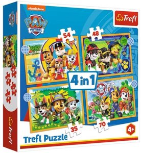 Пазли 4 в 1 Цуценячий патруль на відпочинку. Viacom PAW Patrol 34395 (Trefl)