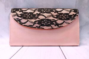 Клатч Mary Kay рожевий (пудровий) з мереживом 19х11 см.