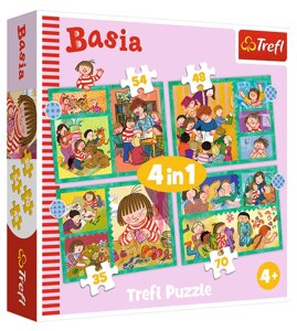 Пазли 4 в 1 Пригоди. Сім'я Базі. The adventures of Basia 34606 (Trefl)