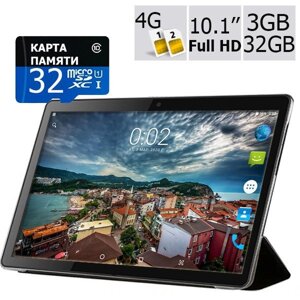 Планшет - телефон Adronix MT104 Matte Black 3GB / 32GB LTE IPS 10/1 '' Full HD + Чохол-книжка + Карта пам'яті 32GB