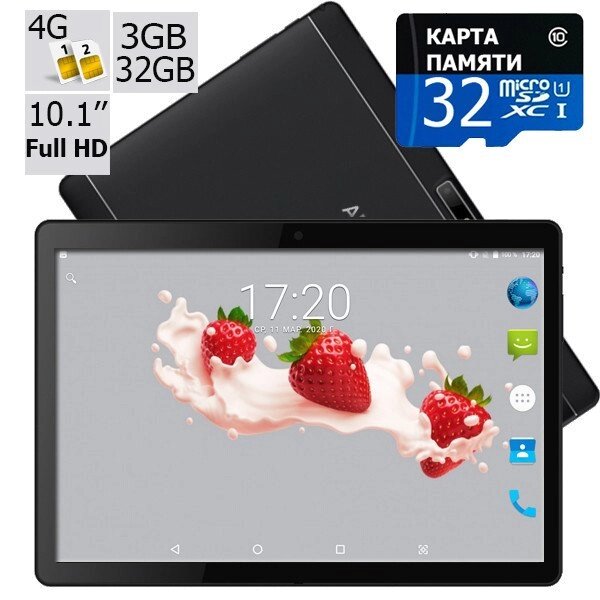 Планшет - телефон Adronix MT104 Matte Black 3GB / 32GB LTE IPS 10/1 '' Full HD (LITE) + Карта пам'яті 32GB від компанії Uplanshet - фото 1