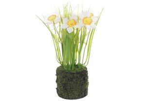 Декоративна композиція Нарциси зі штучним мохом 22см Гранд Презент 714-128