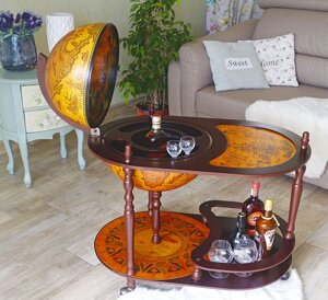 Глобус бар зі столиком Старовинні карти коричневий сфера 42 см Гранд Презент 42004R