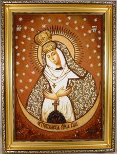 Ікона з бурштину Остробрамська і-151 Ікона Божої Матері Гранд Презент 30*40