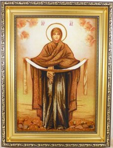 Ікона з бурштину Покрова і-70 Ікона Божої Матері Гранд Презент 20*30