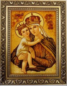 Ікона з бурштину Пресвятої Богородиці Діви Марії і-03 Гранд Презент 15*20