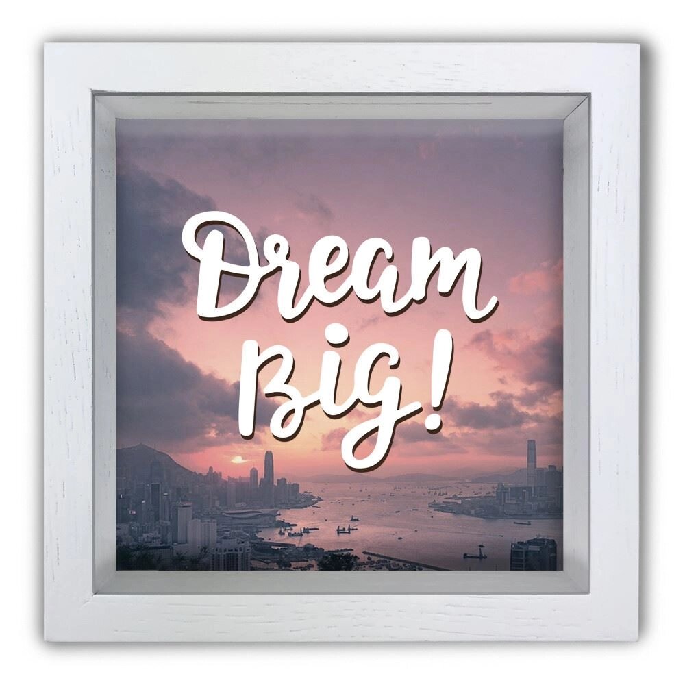 Копілка (скарбничка) "Dream big" біла (нічне місто) 20*20 см Гранд Презент гпхркп0021ба від компанії Гранд Презент - фото 1