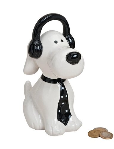 Скарбничка собака в навушниках кераміка 9X16X20 см Гранд Презент 10012848