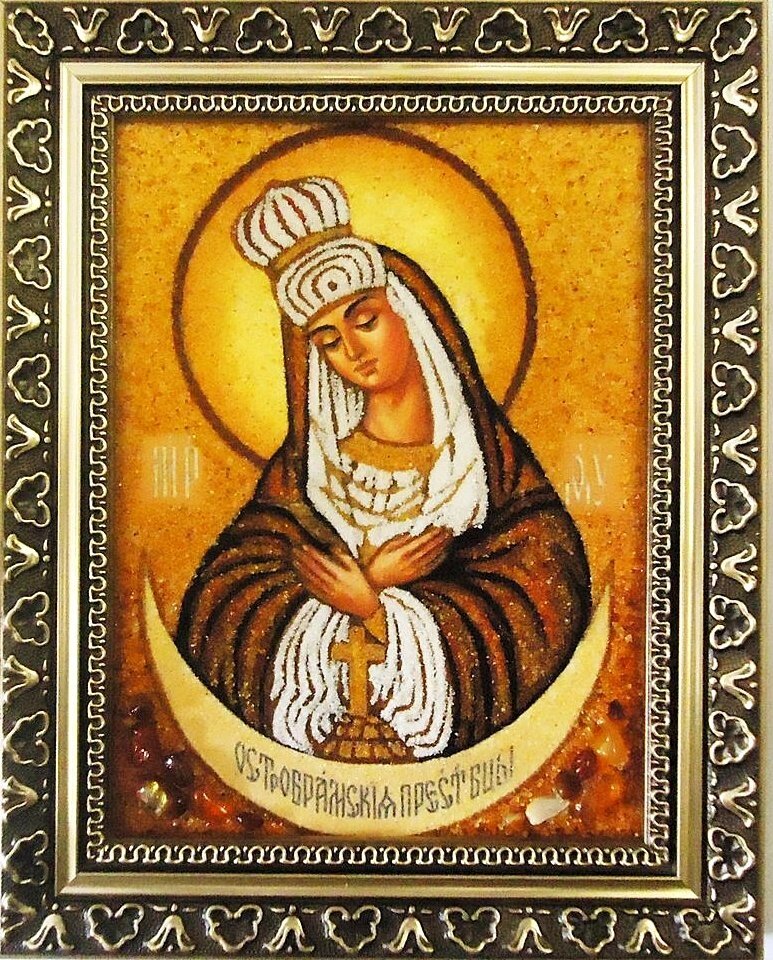 Ікона з бурштину Почаївська і-74 Ікона Божої Матері Гранд Презент 15*20 - особливості