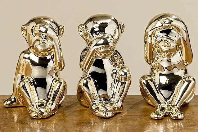 Набір статуеток три мавпочки золота кераміка h8см Гранд Презент 1005405 - замовити
