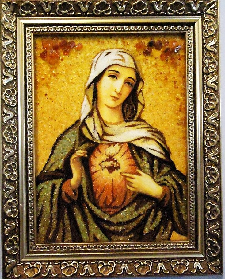 Ікона з бурштину Пресвятої Богородиці Діви Марії католицька і-15 Гранд Презент 20*30 - переваги