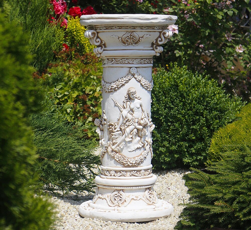 Садова скульптура Колона кругла з ангелами 81х39х39 см Гранд Презент ССП00003 Крем - вибрати